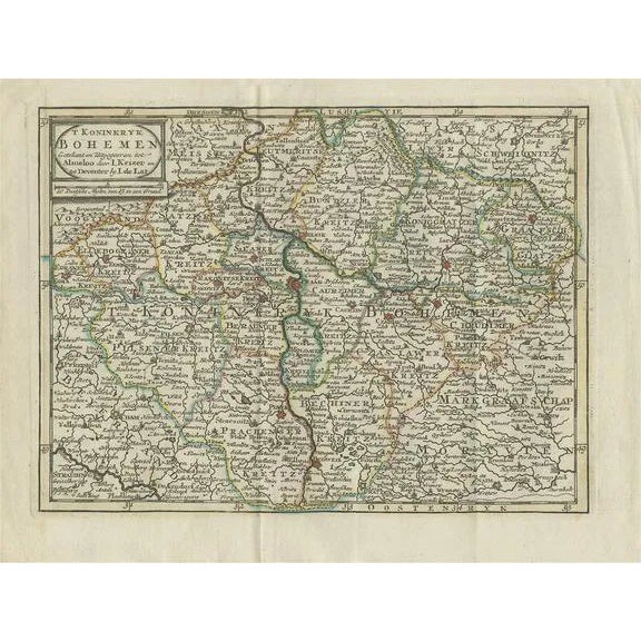 Antique Map of the Kingdom of Bohemia by Keizer & De Lat, 1788 For Sale
