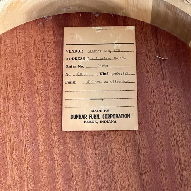 1950s Edward Wormley for Dunbar Pedestal Side Table in Olive Burl For Sale - Image 10 of 11