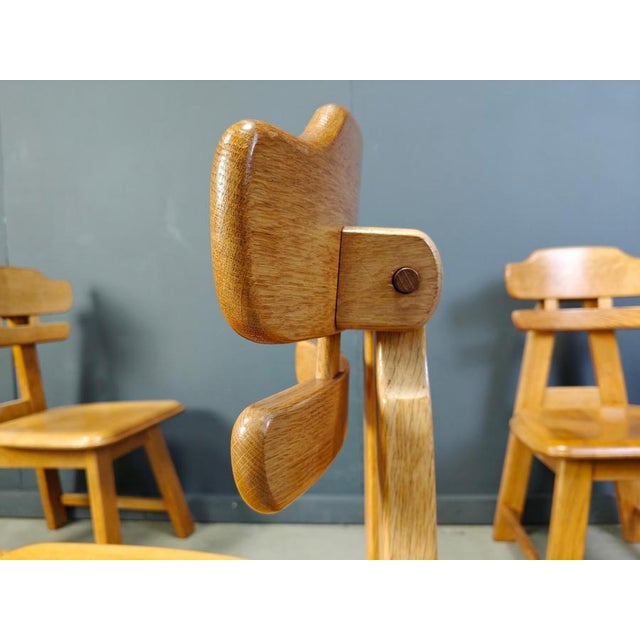 Wood Vintage Brutalist Dutch Oak Dining Chairs, 1960s, Set of 4 For Sale - Image 7 of 14