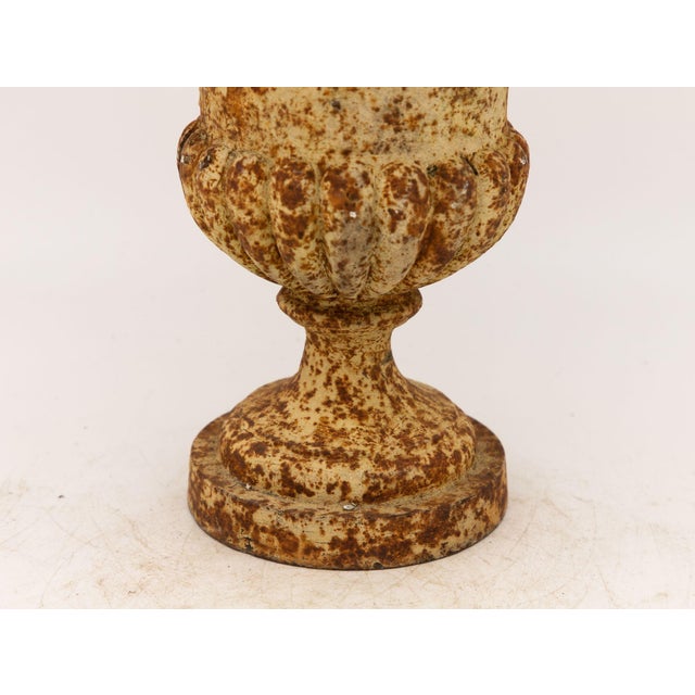 Brown Single Rusty Cast Iron Urn, French Early 20th Century For Sale - Image 8 of 10