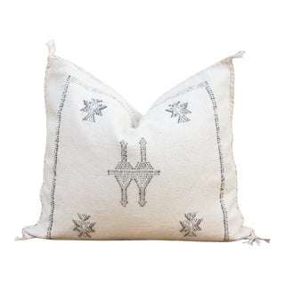 Pearl Moroccan Silk Rug Pillow For Sale