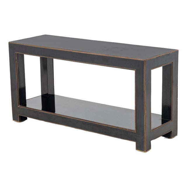 Maison Jansen Attr. Black Lacquered Console Table For Sale