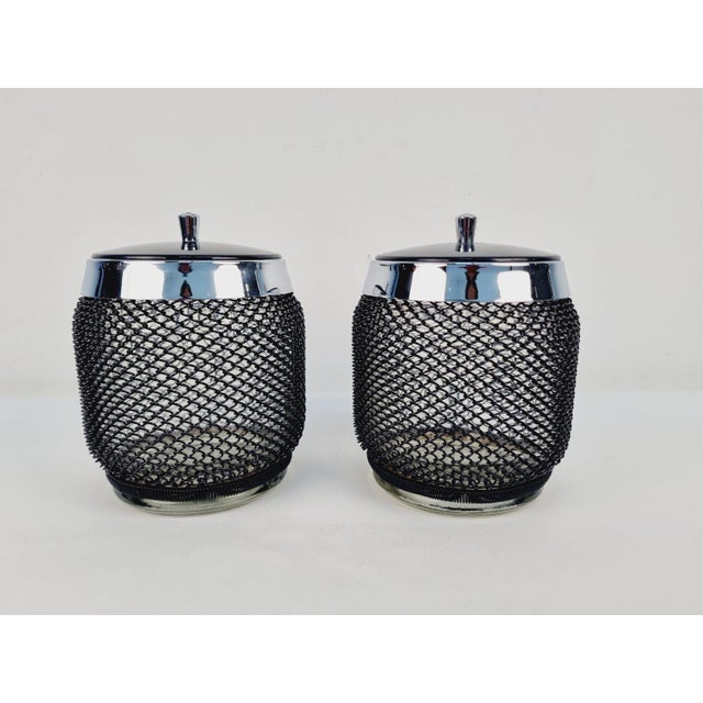 Glass and Metal Ice Bucket, 1970s, Set of 2 For Sale - Image 9 of 12