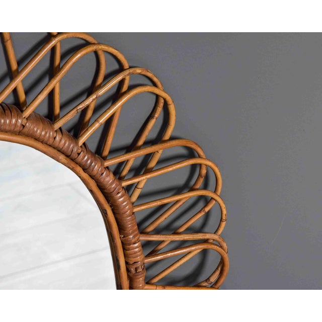 Vintage Italian Oval Mirror With Rattan Frame, Circa 1960s For Sale - Image 9 of 12