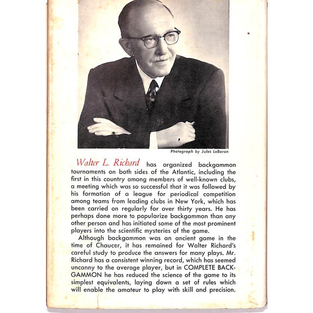 1940s "Complete Backgammon: Including the Laws of Backgammon" 1940 Richard, Walter L. For Sale - Image 5 of 9