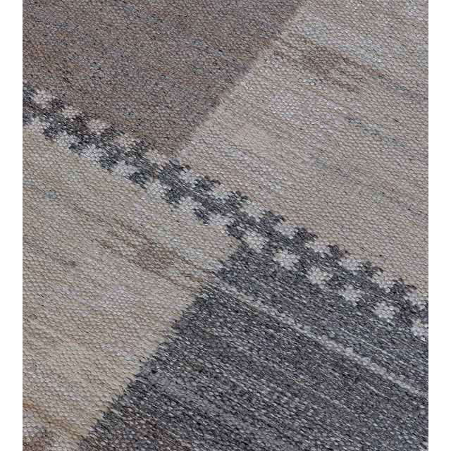 Mid-Century Modern Swedish Flat-Weave Inspired Rug For Sale - Image 3 of 7