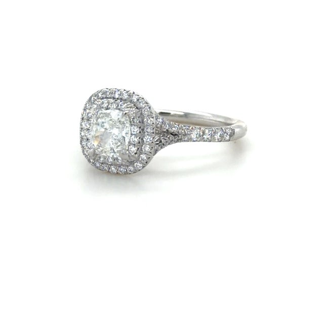 Early 21st Century Tiffany & Co. Soleste 1.00 CTTW Diamond Engagement Ring, Platinum, Size 6 For Sale - Image 5 of 9