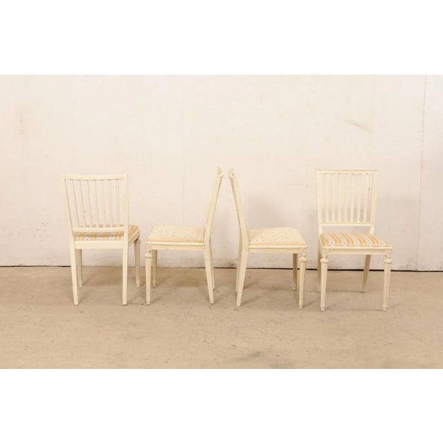 Mid 20th Century Swedish Side Chairs, Cream Finish - Set of 6 For Sale - Image 4 of 12