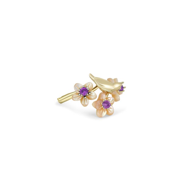 14kt Solid Gold Ring With Round Amethysts, Size 5 For Sale - Image 4 of 5