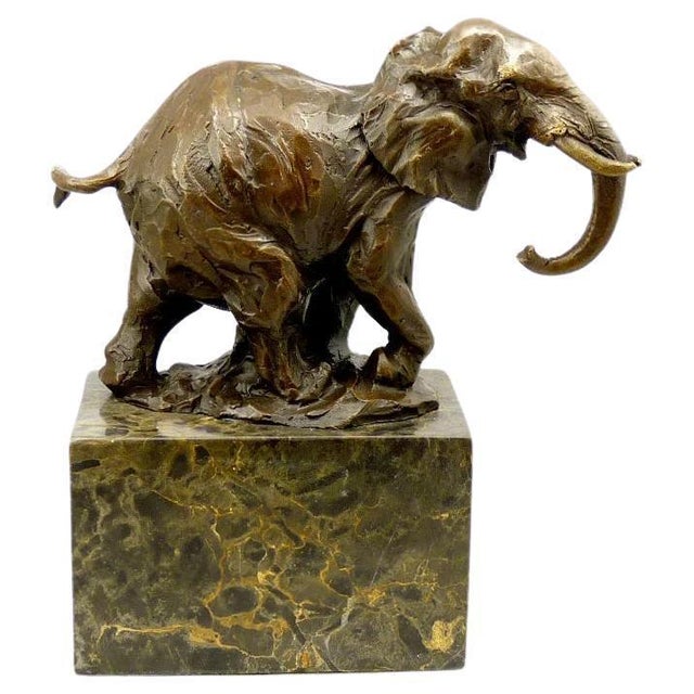 Elephant Sculpture in Patinated Bronze For Sale - Image 6 of 6