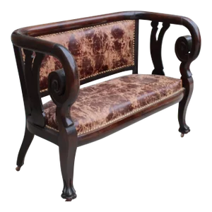 Empire Mahogany Rolled Arm Settee With Claw Feet