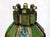 Brutalist Italian Green Dalle De Verre Glass Table Lamp in Brass and Oak, 1970s For Sale - Image 10 of 12