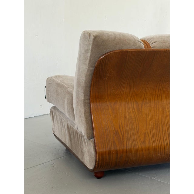 Mid-Century Modern 1970s Italian Bentwood Lounge Chair in Two-Tone Mohair For Sale - Image 3 of 7