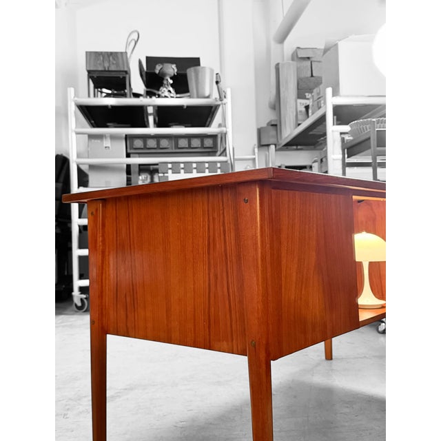 Wood Danish Freestanding Executive Desk For Sale - Image 7 of 13
