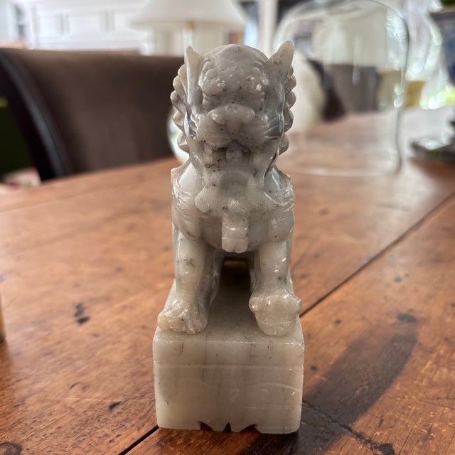 Chinese Pair of Stone Foo Dogs For Sale - Image 3 of 8