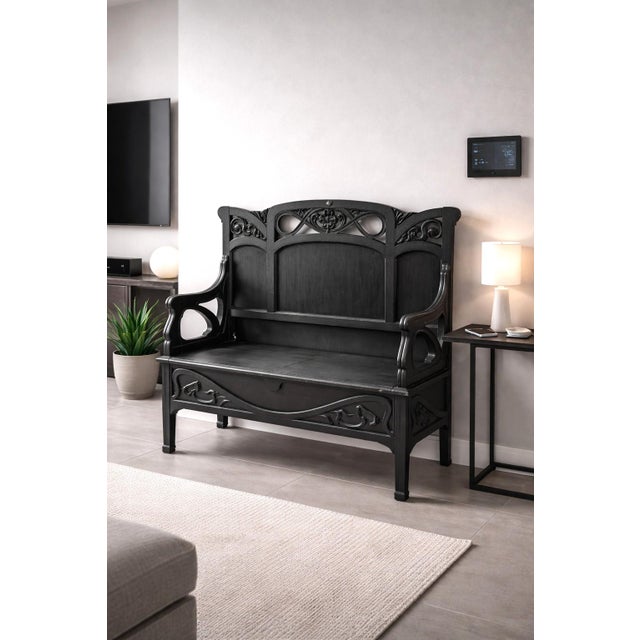 Art Nouveau Bench – Early 20th Century Small bench with a liftable seat and convenient storage space. Dimensions: W 137 cm...