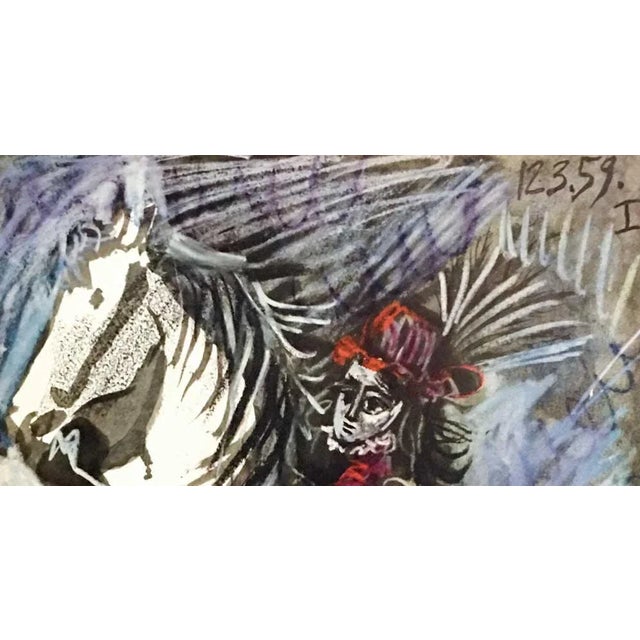 Original limited edition lithograph of Jacqueline on horse by Pablo Picasso, printed in 1961 by the renowned Paris atelier...