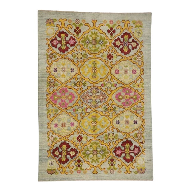Colorful Vintage Turkish Oushak Rug, 5'9 X 8'5 For Sale
