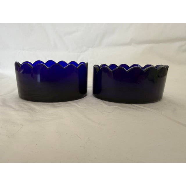 A Pair of Rare William IV Bristol Blue Glass Salts C1830 With Unusual Petal Cut Rims For Sale - Image 6 of 12