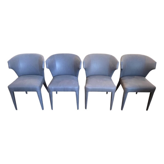 Baker Furniture Luxe Collection "Lapel" Fabric Dining Chairs - Set of 4 For Sale