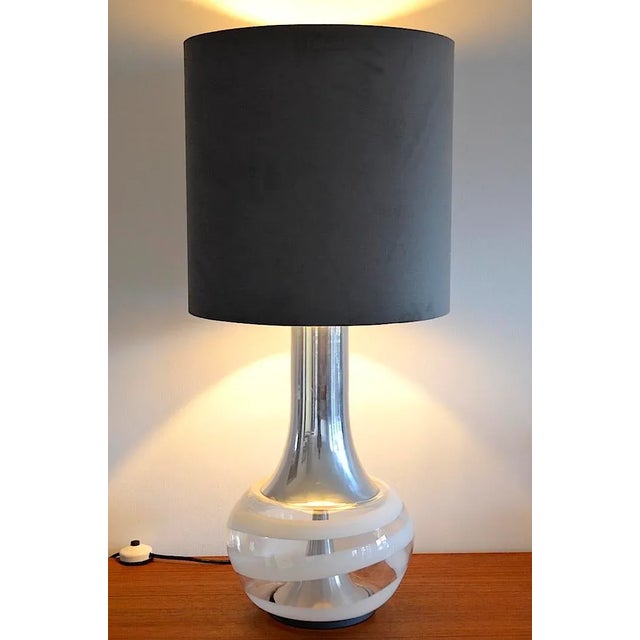 Large table or floor lamp from the German company Doria - the lamp has a glass base of mouth-blown clear glass with opal...