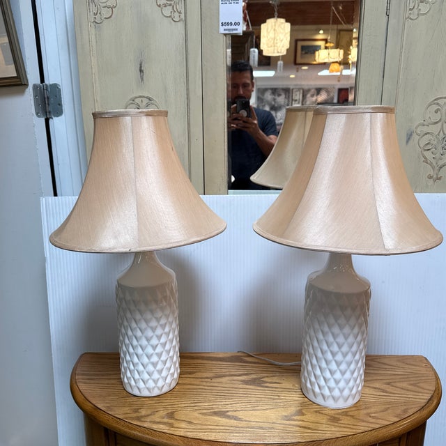 Catalina Lighting Quilted Table Lamps, Pair For Sale - Image 4 of 12