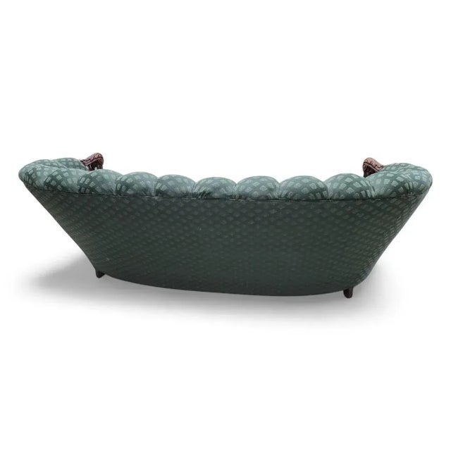 Art Deco Carved Ornate Channel Back Curved Sofa, Lounge Chair and Ottoman for Reupholstery - Set of 3 For Sale In Chicago - Image 6 of 12