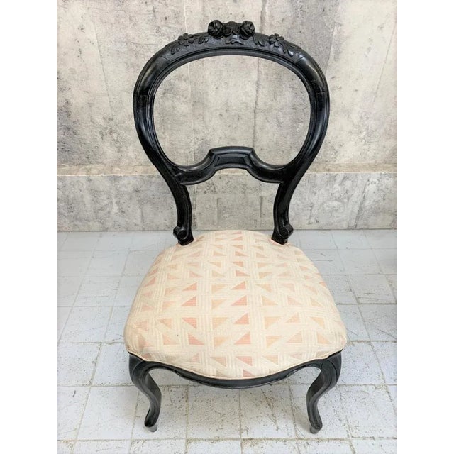 Napoleon III Ebonised Hand Carved Balloon Chairs, Set of 4 For Sale - Image 3 of 9