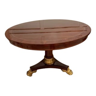 Attributed to Kindel Neoclassic Library Table Gilded Round Dining Table For Sale
