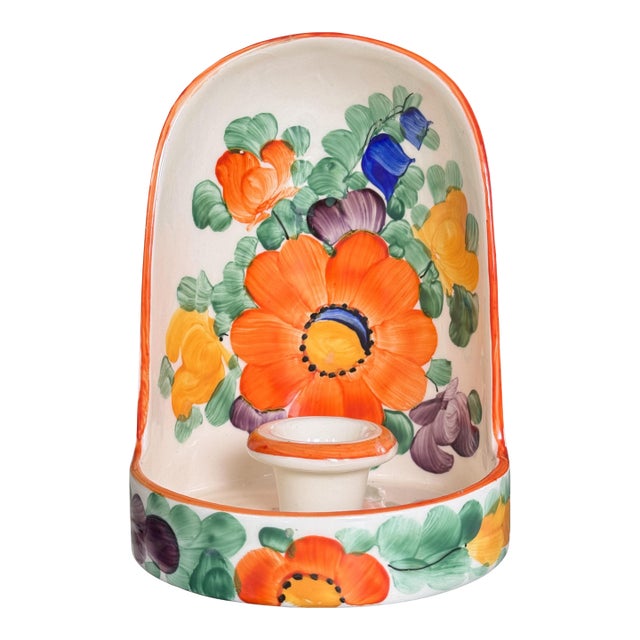 1930's Ditmar Urbach Hand Painted Chamberstick Candle Holder For Sale