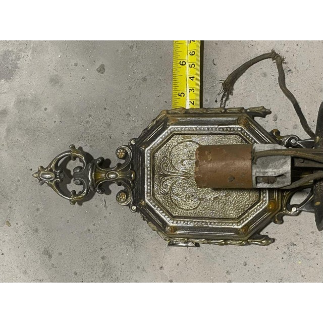 Antique Arts & Crafts Wall Sconce One Light Beed Repair For Sale - Image 10 of 10