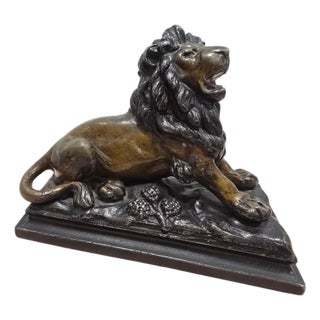 Viennese Cold-Painted Bronze Lion by MR, 19th Century For Sale