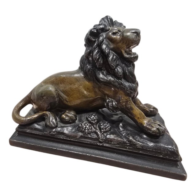 Viennese Cold-Painted Bronze Lion by MR, 19th Century For Sale