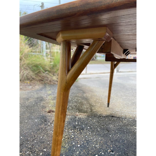 1950s Jack Van Der Molen for Jamestown Style Two-Toned Oak Dining Table For Sale - Image 10 of 12