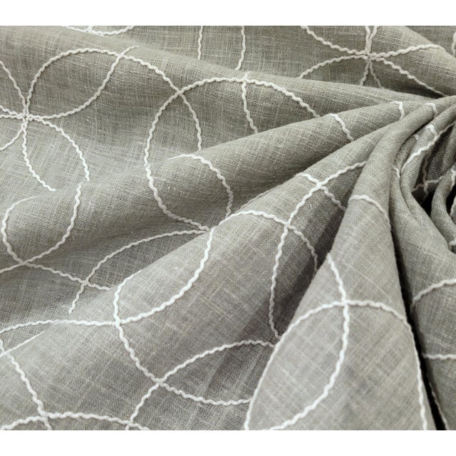 Textile Maxwell "Turning Wheel" Chickadee Embroidered Ringlet Cotton/Linen Blend Fabric- 5 Yards For Sale - Image 7 of 8