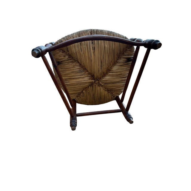 French Provincial Pair of Antique French Provincial Style Upholstered Rush-Seat Armchairs For Sale - Image 3 of 12