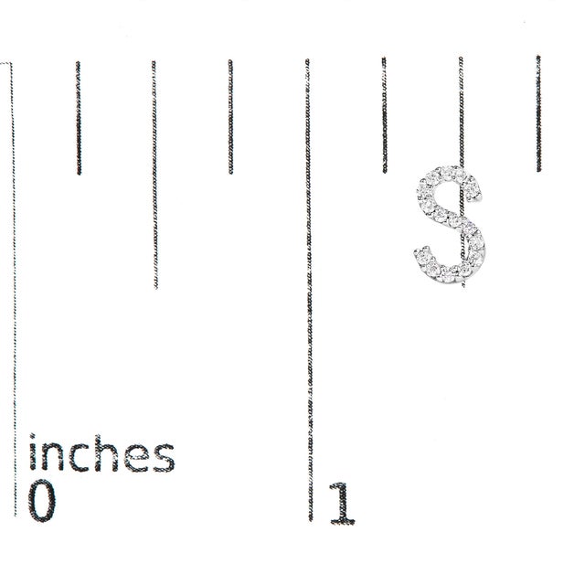 Early 21st Century 10K White Gold 1/10 Cttw Diamond 'S' Initial Stud Earring For Sale - Image 5 of 5