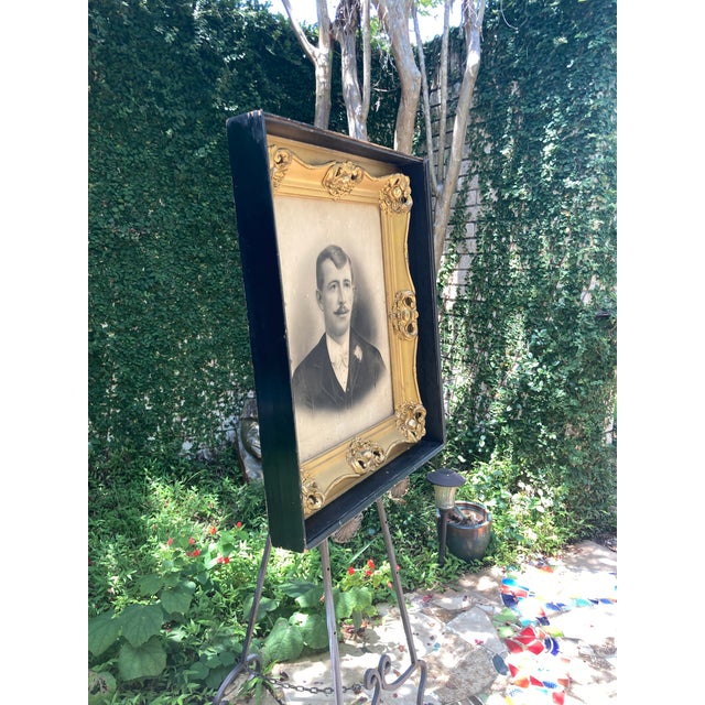 Figurative Large Antique Gold Frame With Antique Print of a Distinguished Man For Sale - Image 3 of 11
