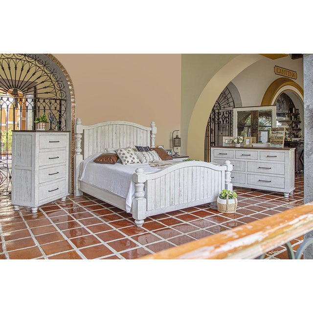 White Avalon Rustic Farmhouse 4 Drawer Highboy Dresser - White For Sale - Image 8 of 8