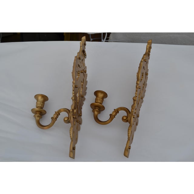 Late 20th Century Late 20th Century Gothic Revival Burwood Gold Sconces- A Pair For Sale - Image 5 of 7