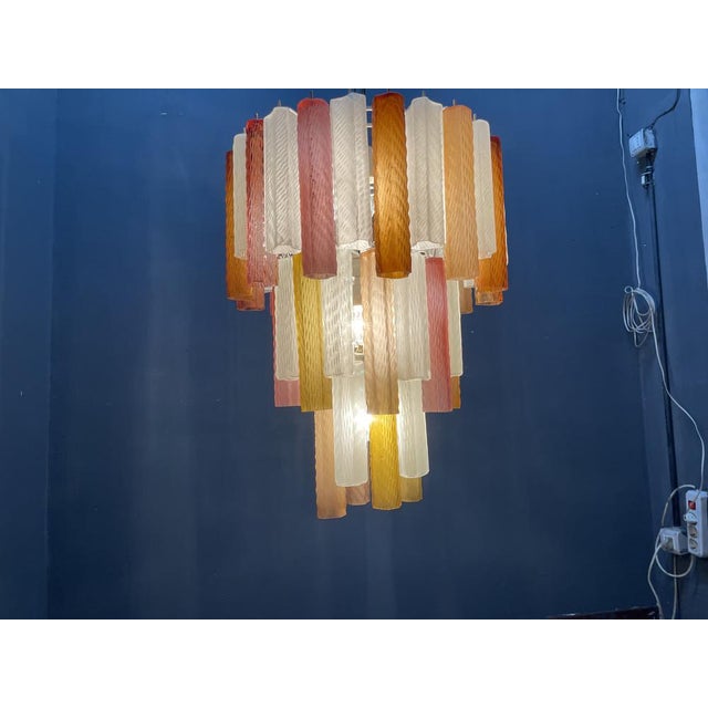 1980s Large Murano Glass Tube Chandelier, 1980s For Sale - Image 5 of 11