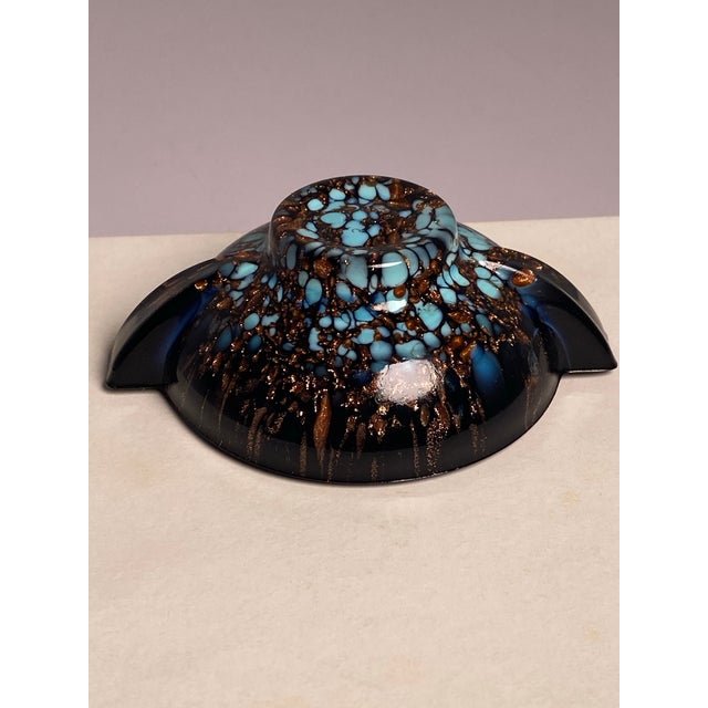1960s Mid-Century Modern Murano Blue Copper Aventurine Ashtrays & Trinket Dishes - Set of 4 For Sale In Boston - Image 6 of 9