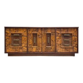 Mid Century Modern Brutalist Long Dresser / Credenza in the Style of Paul Evans, C. 1960’s For Sale