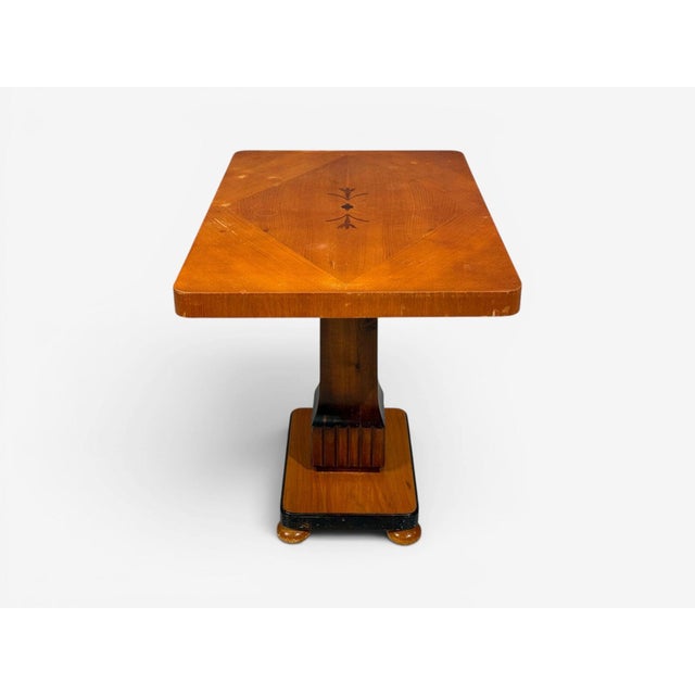 Brown Swedish Art Deco, Inlaid Side Table, Stained Wood, Sweden, 1930s For Sale - Image 8 of 12