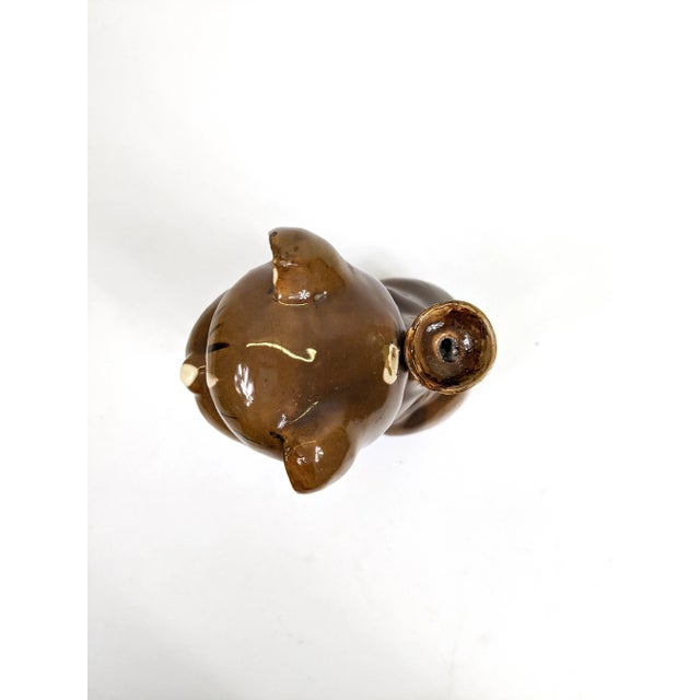Brown 19th Century Ceramic Cat Candle Holder For Sale - Image 8 of 9