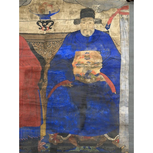 Large Ancestral Portrait of an Aristocratic Couple, Joseon Dynasty (Korea), 1750-1850, Mixed Media For Sale - Image 11 of 15