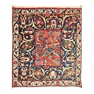 Antique Persian Bakhtiati Hand-Knotted Rug. 4'x 4'3" For Sale