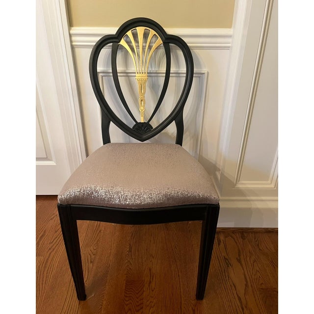 Chairs Dining Hepplewhite Shield Black Painted Vintage For Sale In Seattle - Image 6 of 9