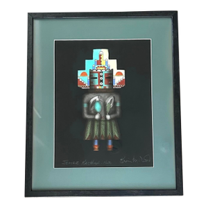 1970s Kevin McDonald Signed Gouache Watercolor Painting – "Jemez Kachina-Hopi", Framed