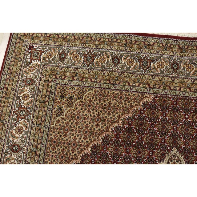 Textile Tabriz Mahi Rug 7’10” X 10’4” Red Wool Traditional Hand-Knotted Carpet For Sale - Image 7 of 15